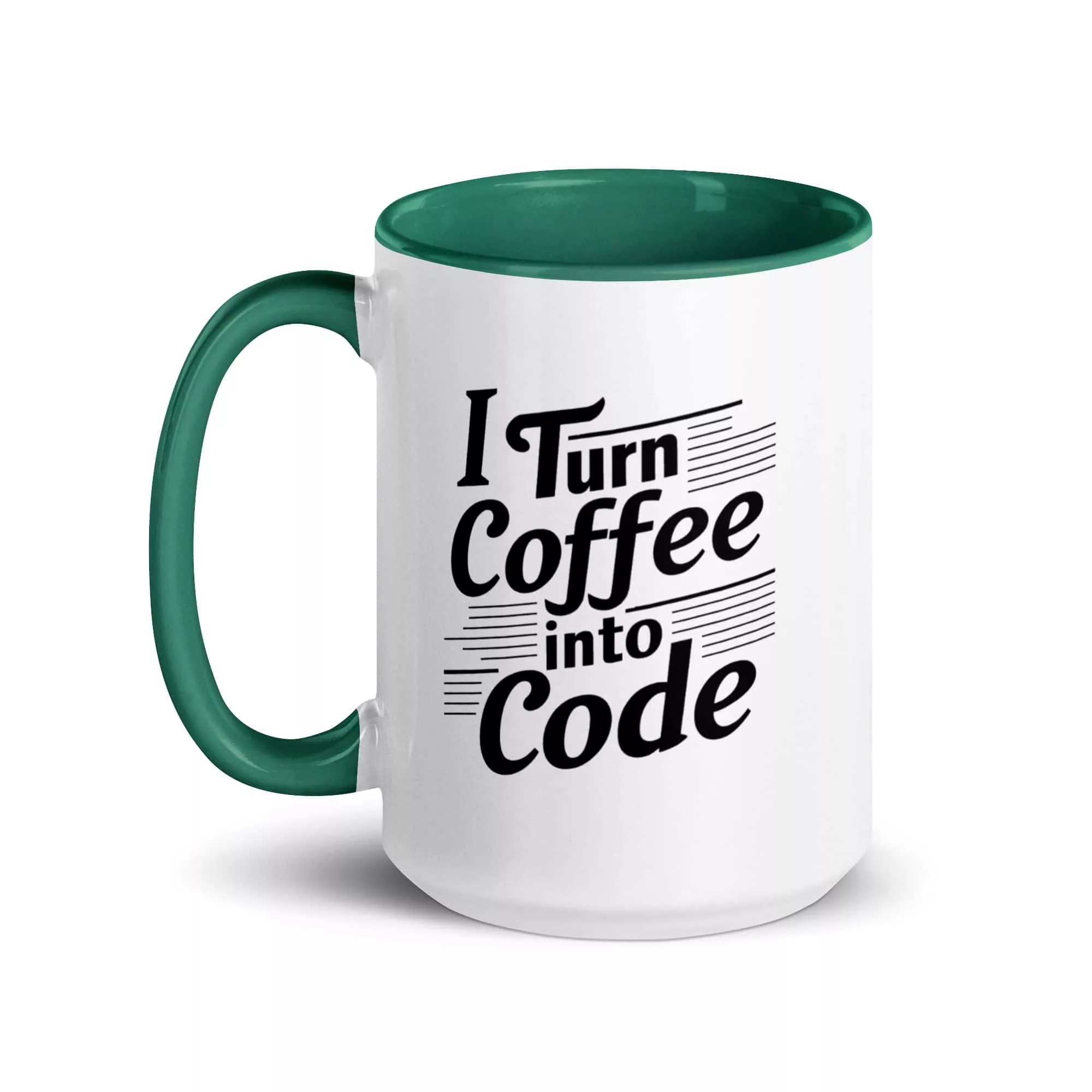 Taza I Turn Coffee Into Code Color Interior Verde Oscuro 15Oz Left - Supertazas taza i turn coffee into code color interior verde oscuro 15oz left | Supertazas