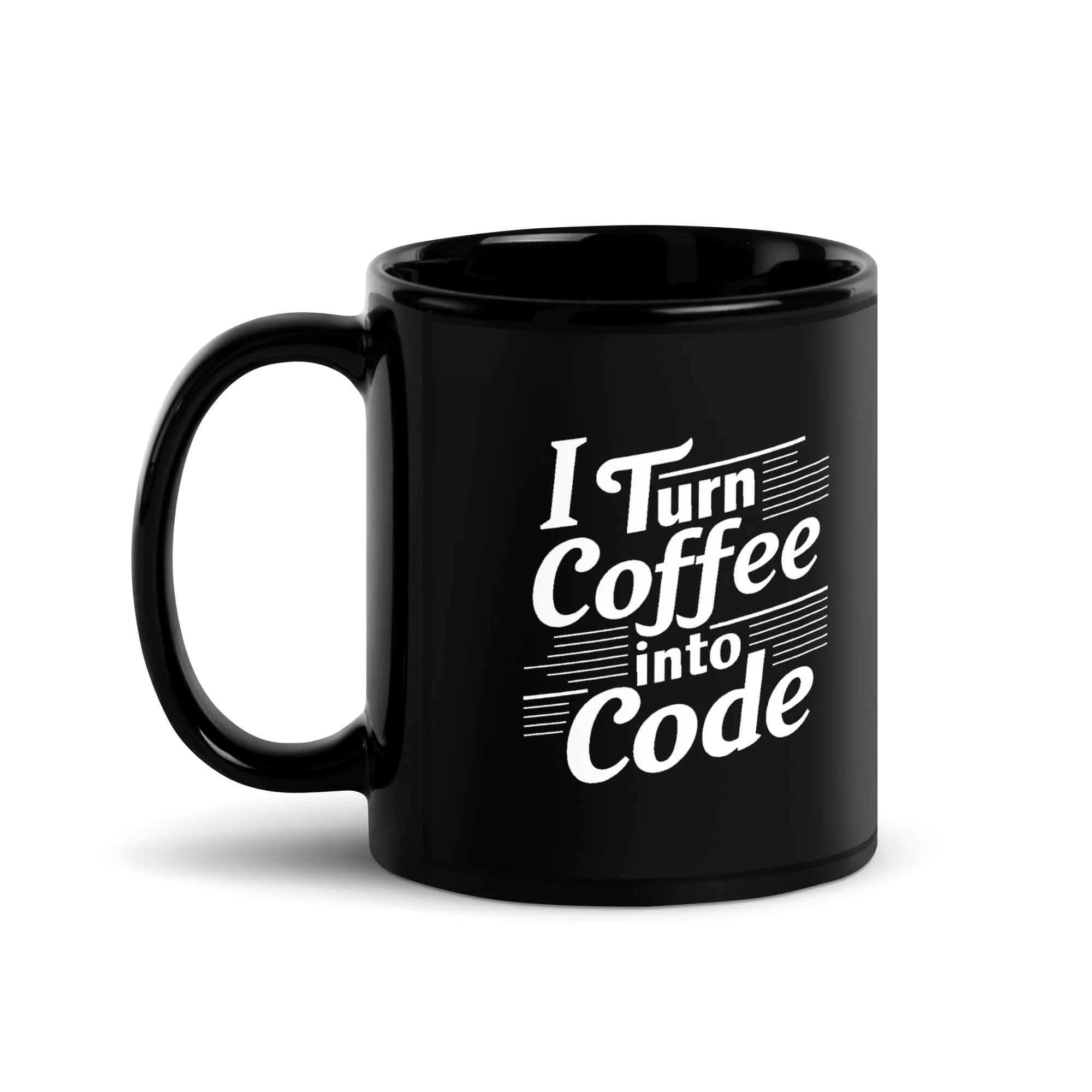Taza I Turn Coffee Into Code Negra Brillante Negro 11Oz Left - Supertazas taza i turn coffee into code negra brillante negro 11oz left | Supertazas