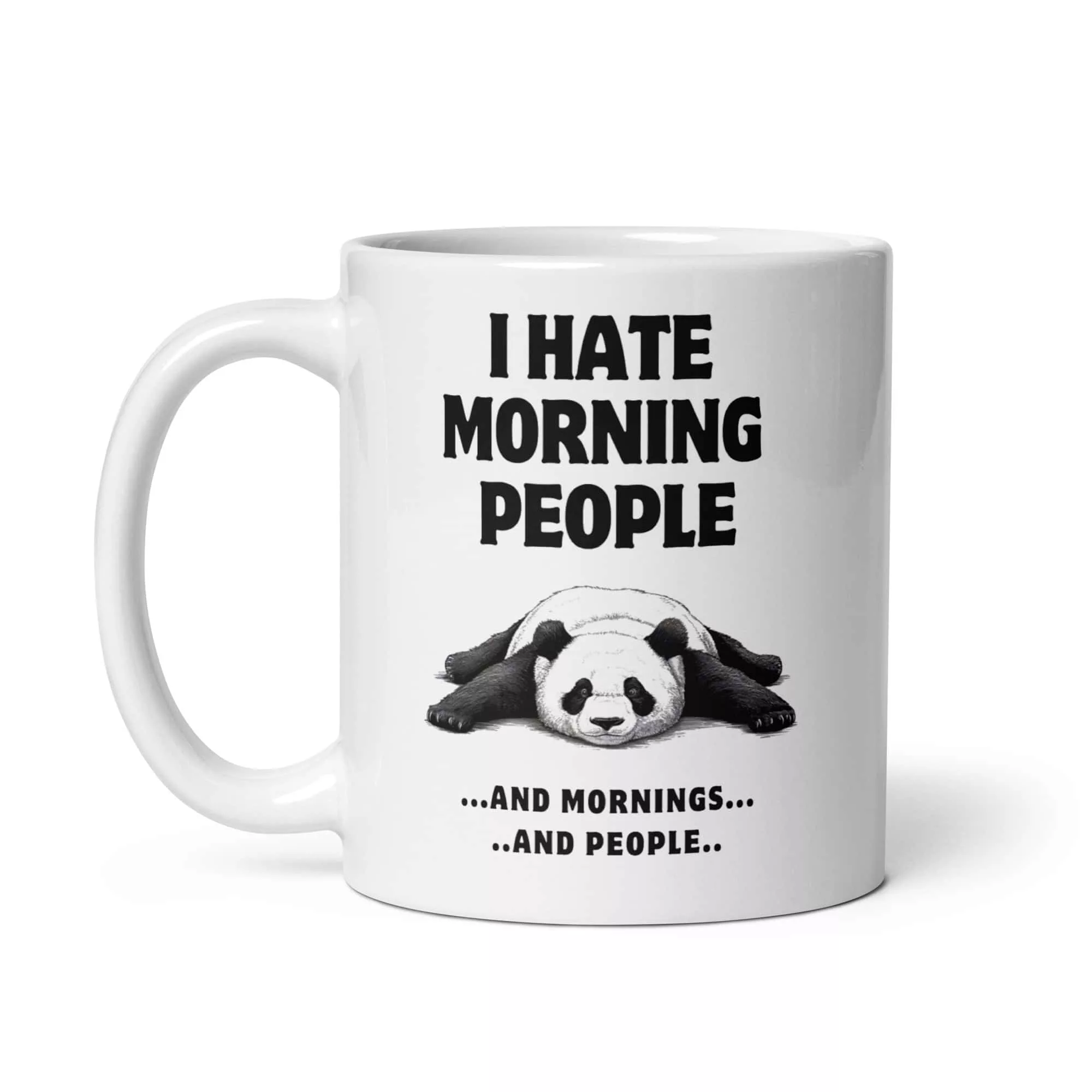 Taza Panda I Hate Morning People Blanca Brillante Blanco 11Oz Left - Supertazas taza panda i hate morning people blanca brillante blanco 11oz left | Supertazas