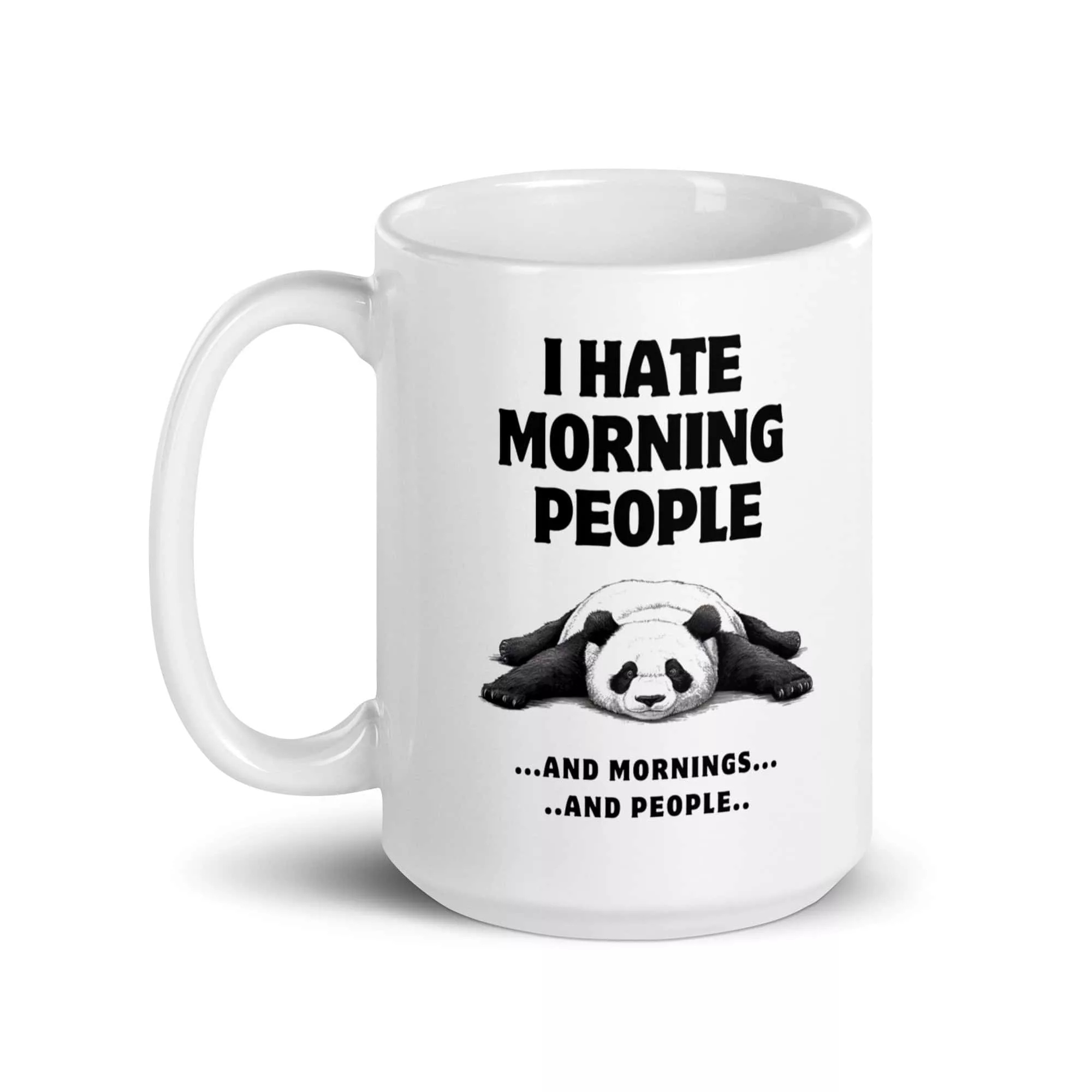 Taza Panda I Hate Morning People Blanca Brillante Blanco 15Oz Left - Supertazas taza panda i hate morning people blanca brillante blanco 15oz left | Supertazas