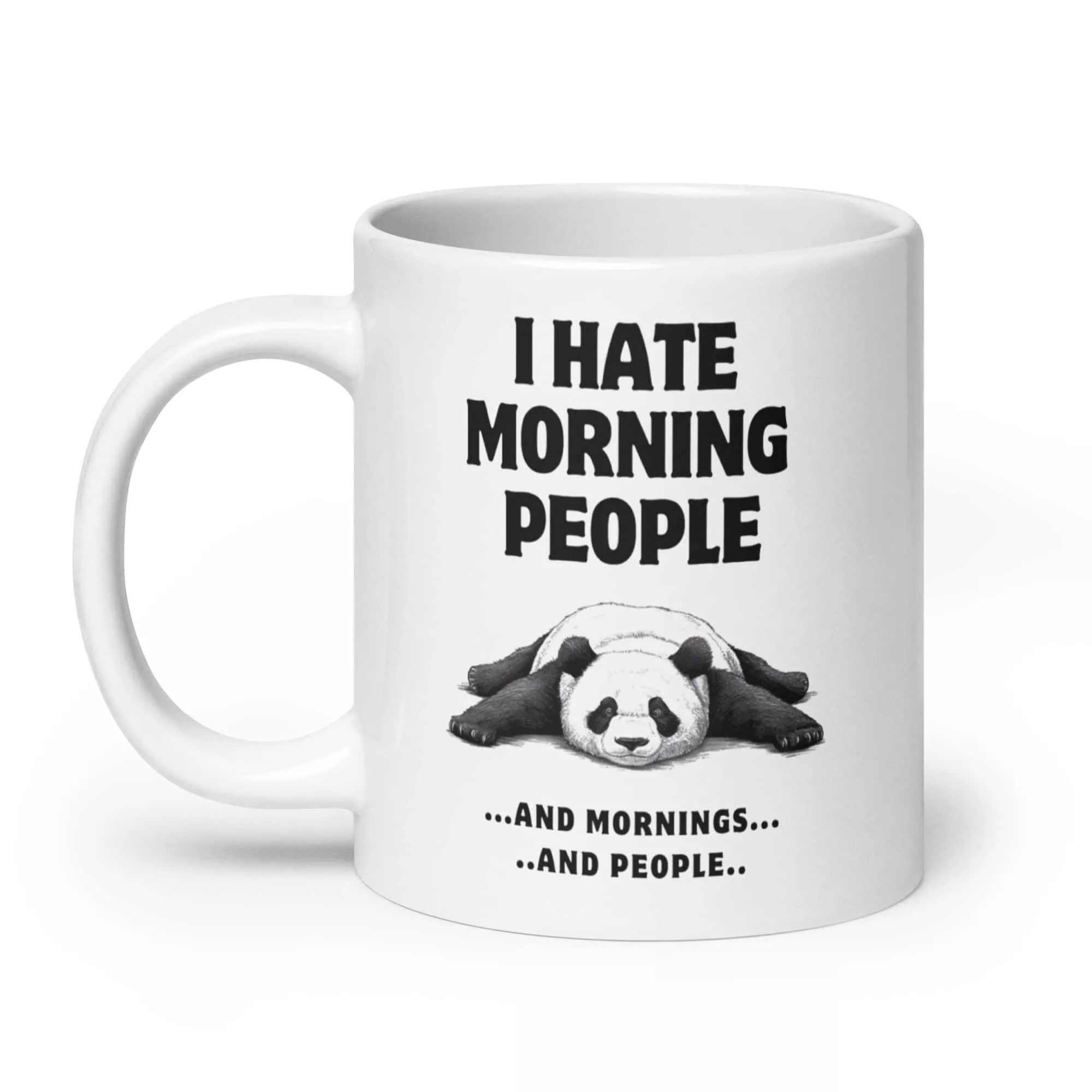 Taza Panda I Hate Morning People Blanca Brillante Blanco 20Oz Left - Supertazas taza panda i hate morning people blanca brillante blanco 20oz left | Supertazas
