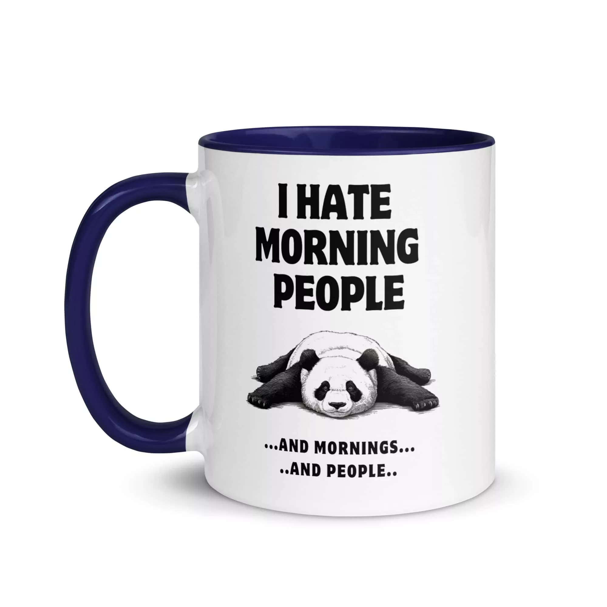Taza Panda I Hate Morning People Color Interior Azul Oscuro 11Oz Left - Supertazas taza panda i hate morning people color interior azul oscuro 11oz left | Supertazas