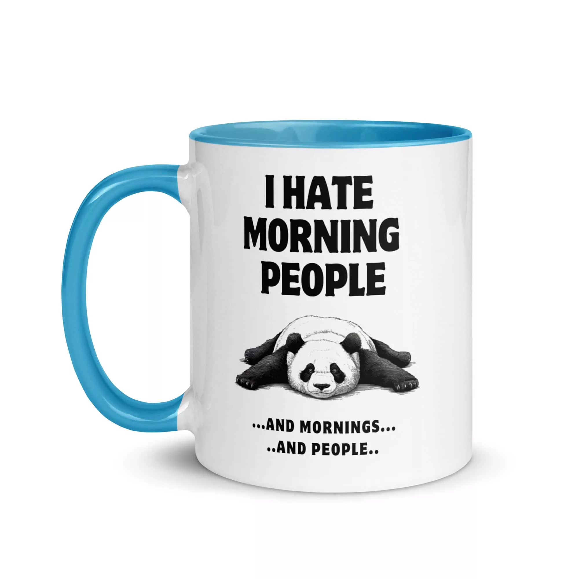 Taza Panda I Hate Morning People Color Interior Azul 11Oz Left - Supertazas taza panda i hate morning people color interior azul 11oz left | Supertazas