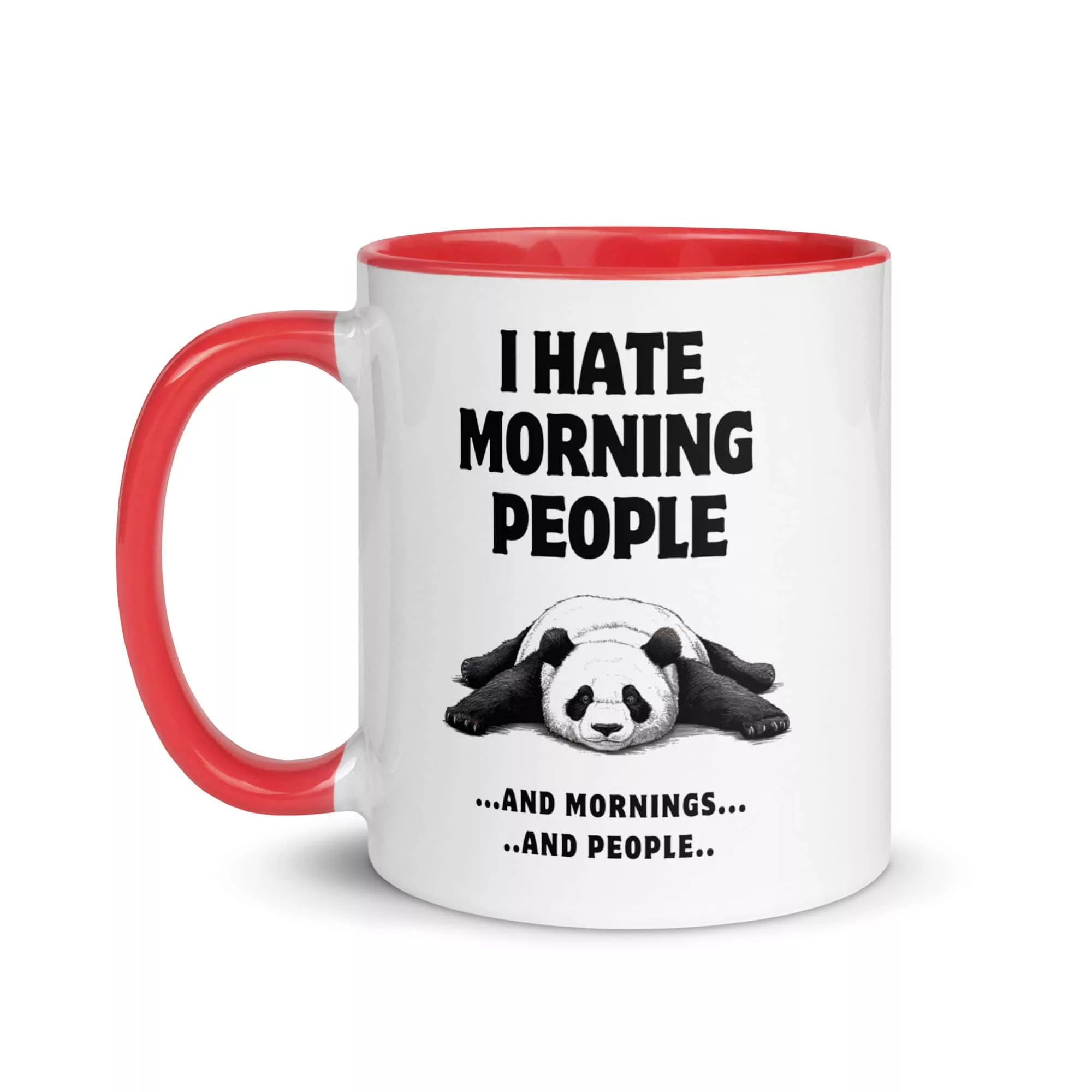 Taza Panda I Hate Morning People Color Interior Rojo 11Oz Left - Supertazas taza panda i hate morning people color interior rojo 11oz left | Supertazas