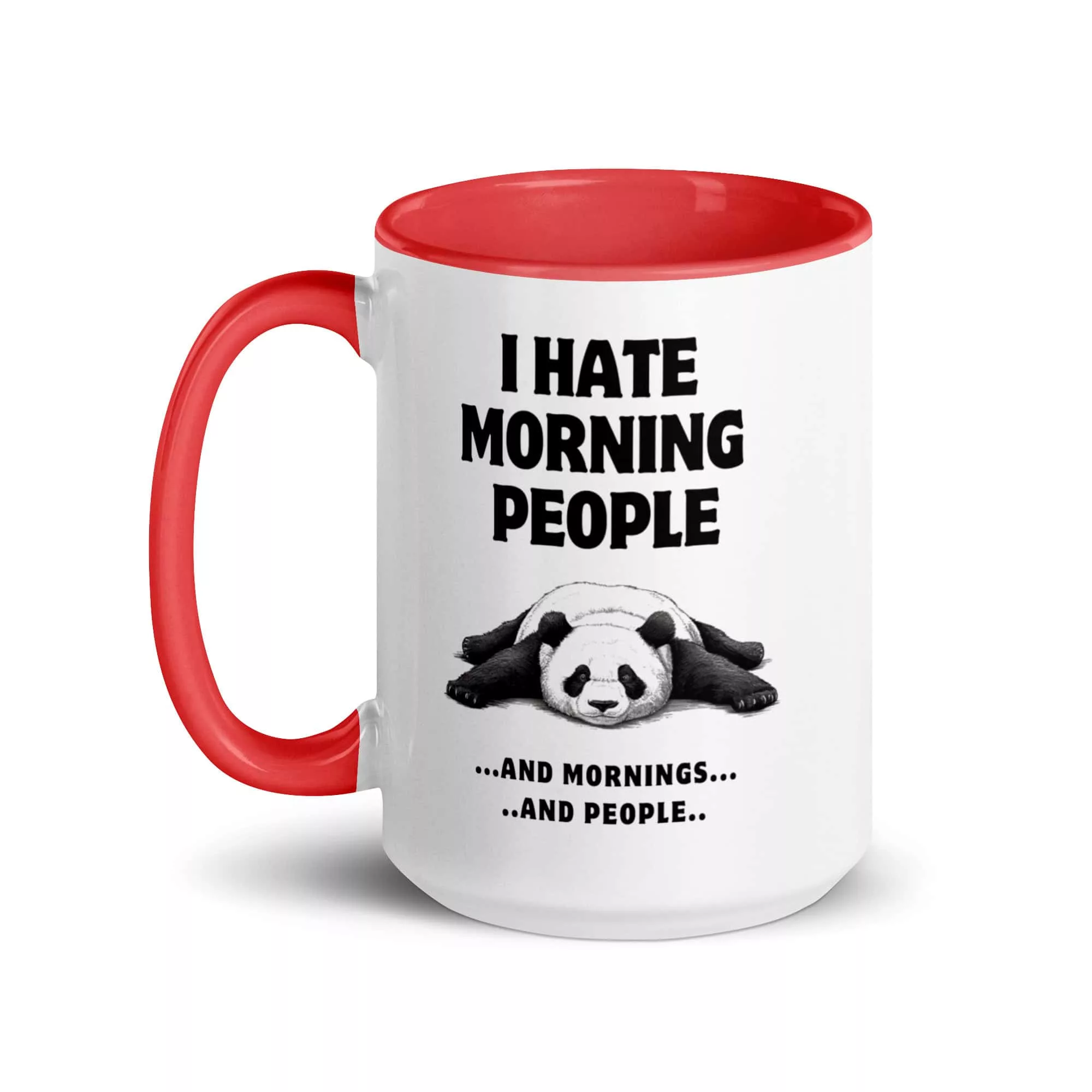 Taza Panda I Hate Morning People Color Interior Rojo 15Oz Left - Supertazas taza panda i hate morning people color interior rojo 15oz left | Supertazas