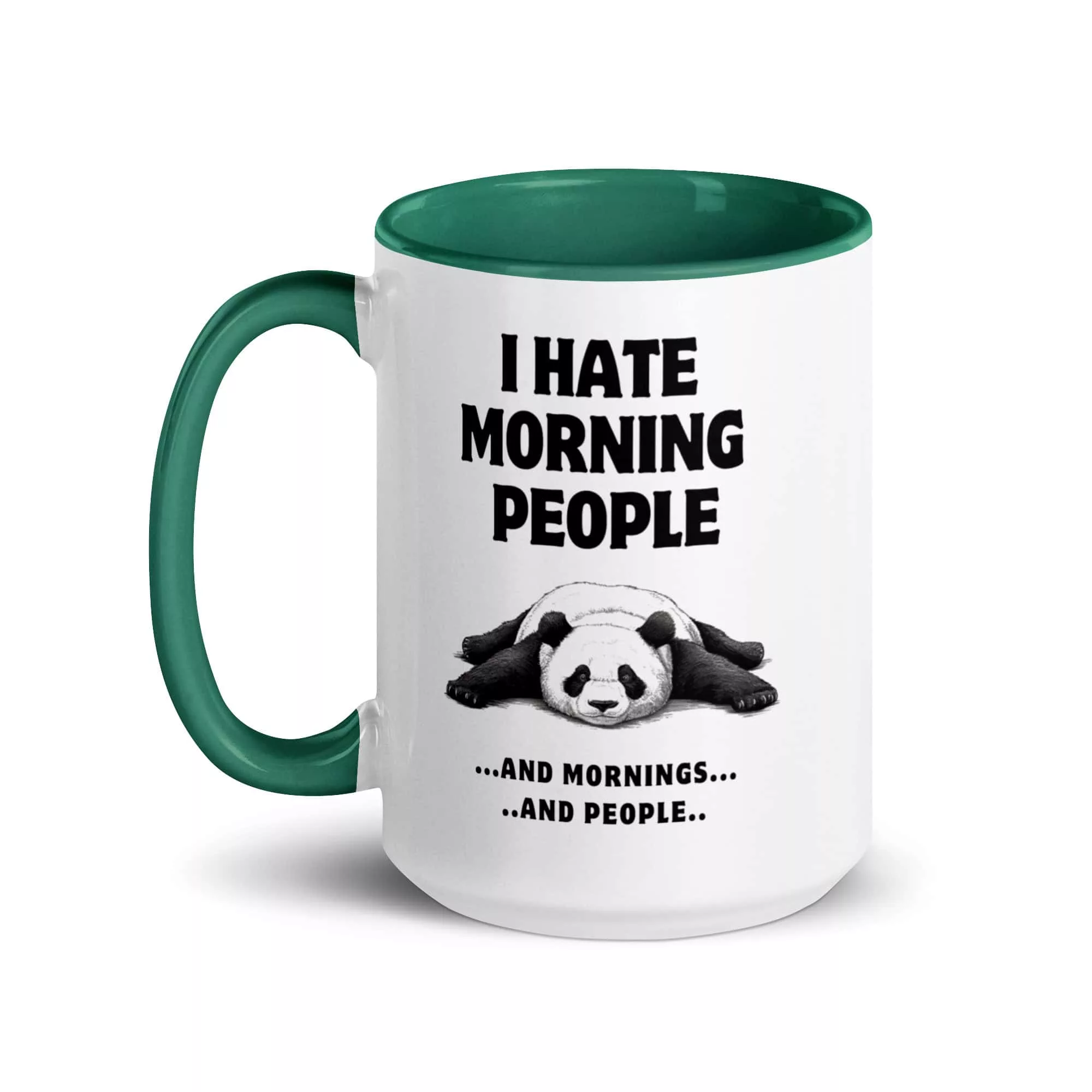Taza Panda I Hate Morning People Color Interior Verde Oscuro 15Oz Left - Supertazas taza panda i hate morning people color interior verde oscuro 15oz left | Supertazas