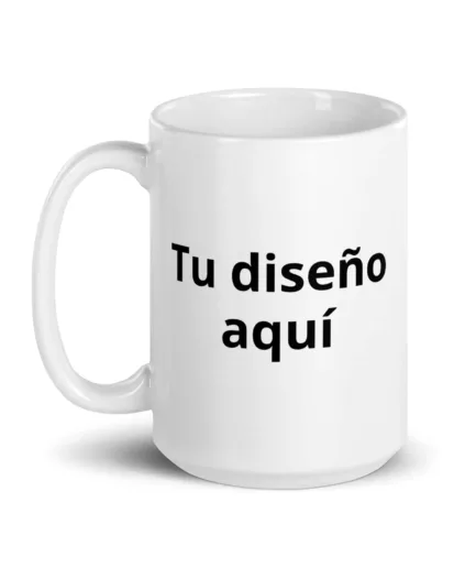 Taza blanca con espacio para personalizar con tu diseño o texto favorito en negro. Ideal para regalos y promociones personalizadas en diferentes ocasiones. Material cerámico de alta calidad.