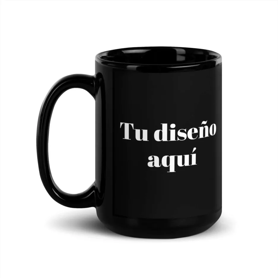 Taza Personalizada Grande Negra Brillante Negro 15Oz Left - Supertazas taza personalizada grande negra brillante negro 15oz left | Supertazas