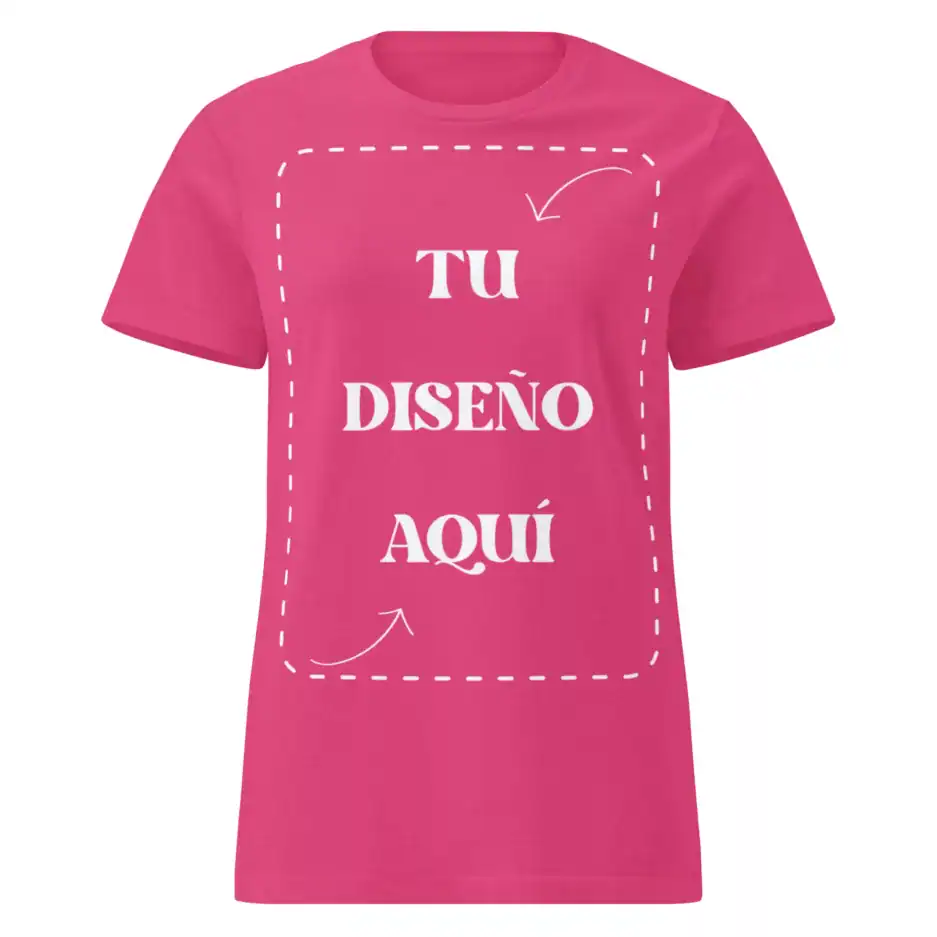 Taza personalizada con espacio para diseño de texto, ideal para regalos y promociones, color rosa brillante, con indicadores de área para imprimir tu diseño, perfecta para eventos y agendas creativas.