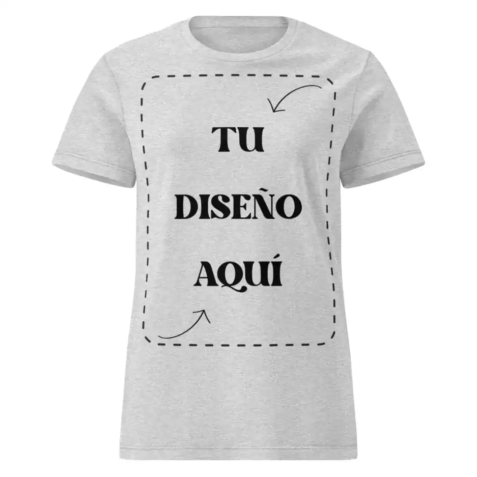 Diseño de camiseta gris con marcador de espacio para personalizar con tu propio diseño en el centro de la camiseta.