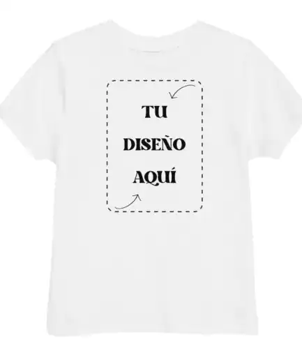 Diseño de camiseta personalizable con esquema de impresión para crear tu propia camiseta; muestra un diseño en el centro con espacio para agregar texto o gráficos.
