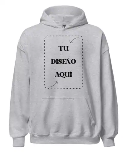 Archivo de modelo sudadera gris con espacio para personalizar en el centro, con líneas de guía para diseño.